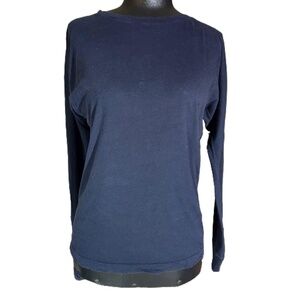Club Monaco Navy Round Neck Long Sleeve Shirt Medium